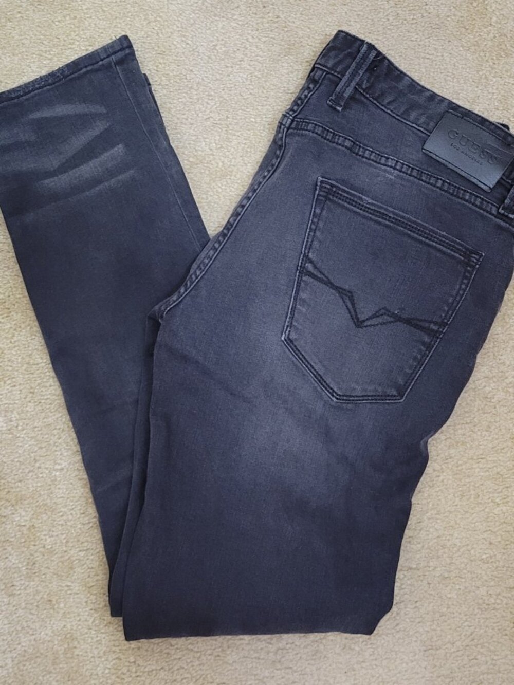 Guess Los Angeles Slim Tapered Destroyed Jeans Black 33x32 - Picture 3 of 10